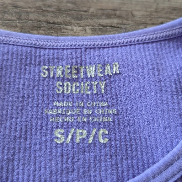 Streetwear Society - Lavender Sporty Casual Ribbed Fitted Crop Top Sz S - Picture 5 of 6